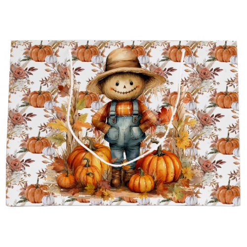 Fall Pumpkins and Florals Large Gift Bag