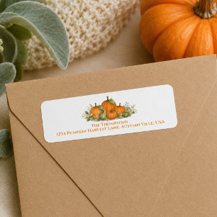Fall Pumpkins and Gourds Watercolor Return Address Label