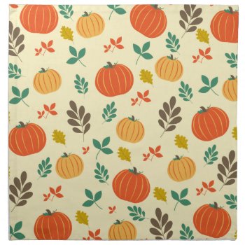 Fall Pumpkins And Leaves Cloth Napkin by Angharad13 at Zazzle