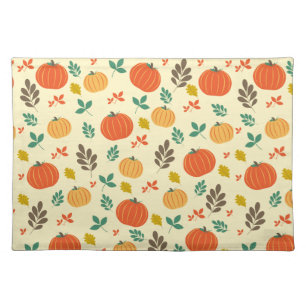 Fall Pumpkins and Leaves Cloth Placemat