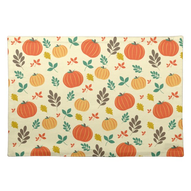 Fall Pumpkins and Leaves Cloth Placemat (Front)