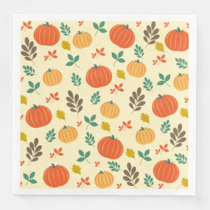 Fall Pumpkins and Leaves Paper Dinner Napkins