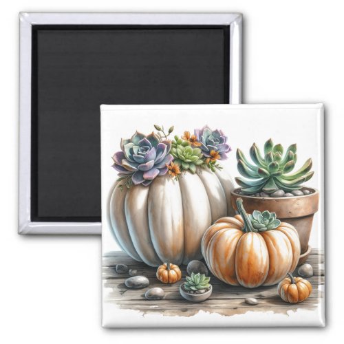 Fall Pumpkins and Succulents Magnet