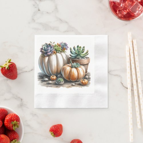 Fall Pumpkins and Succulents Napkins