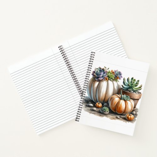 Fall Pumpkins and Succulents Notebook