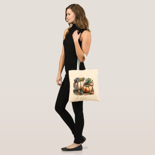 Fall Pumpkins and Succulents Tote Bag