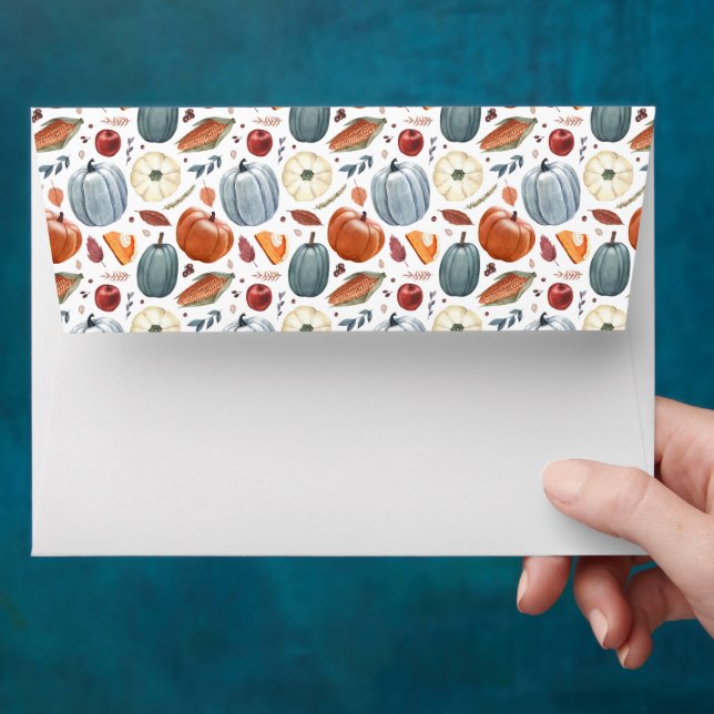 Fall Pumpkins & Autumn Leaves Pattern Envelope (Hand)