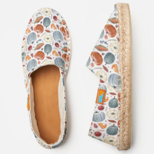 Fall Pumpkins & Autumn Leaves Pattern Espadrilles
