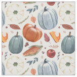 Fall Pumpkins &amp; Autumn Leaves Pattern Fabric