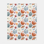 Fall Pumpkins &amp; Autumn Leaves Pattern Fleece Blanket