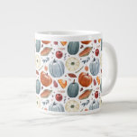 Fall Pumpkins &amp; Autumn Leaves Pattern Giant Coffee Mug