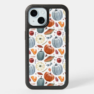 Fall Pumpkins & Autumn Leaves Pattern iPhone 15 Case