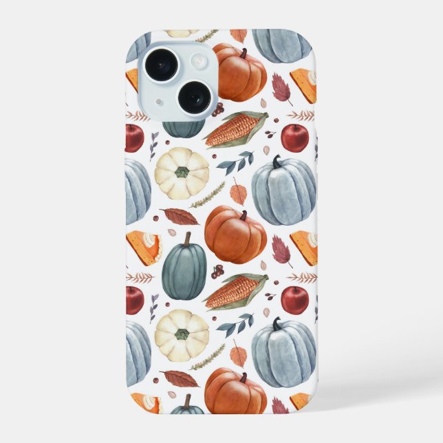 Fall Pumpkins & Autumn Leaves Pattern Iphone Case (Back)