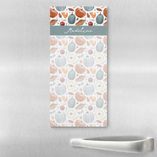 Fall Pumpkins & Autumn Leaves Pattern Magnetic Notepad