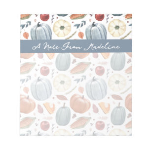 Fall Pumpkins & Autumn Leaves Pattern Notepad