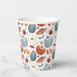 Fall Pumpkins &amp; Autumn Leaves Pattern Paper Cups