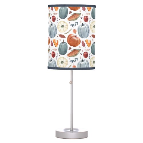 Fall Pumpkins  Autumn Leaves Pattern Table Lamp