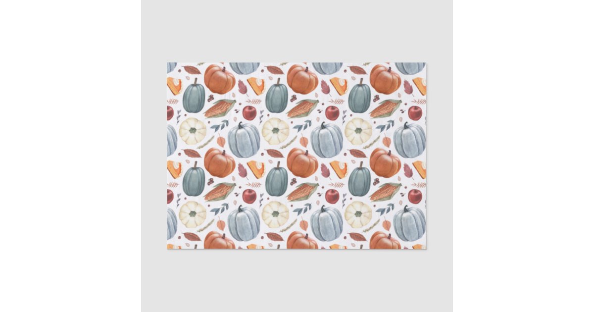 Fall Pumpkins & Autumn Leaves Pattern Tissue Paper | Zazzle