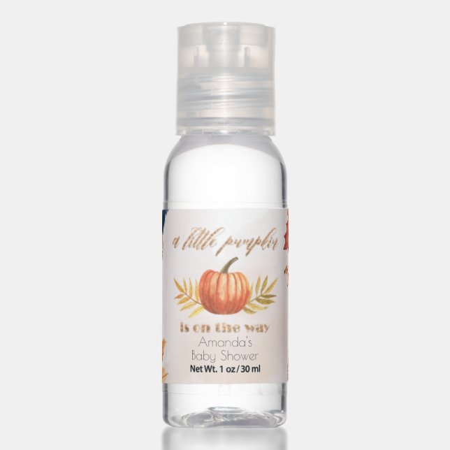 Fall Pumpkins Baby Shower Hand Sanitizer (Front)