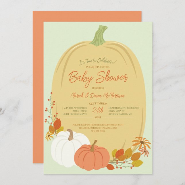 Fall Pumpkins Baby Shower Invitation (Front/Back)