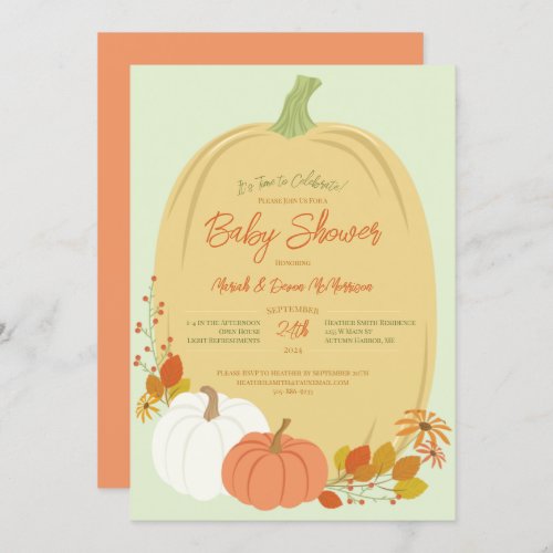 Fall Pumpkins Baby Shower Invitations