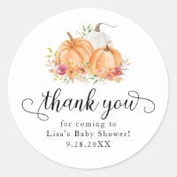 Fall Pumpkins Baby Shower Thank You Stickers