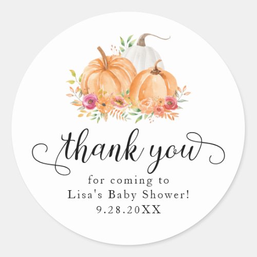 Fall Pumpkins Baby Shower Thank You Stickers