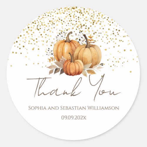 Fall Pumpkins Boho Thank You Classic Round Sticker