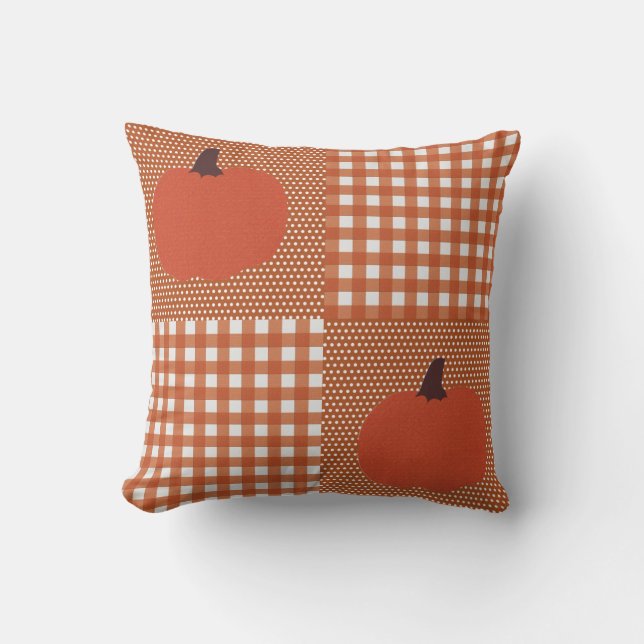 Fall Pumpkins Burnt Orange Throw Pillow (Front)