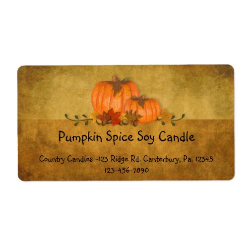Fall Pumpkins Candle Label