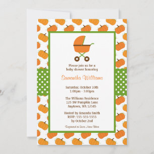 Fall Pumpkins Carriage Baby Shower Invitations