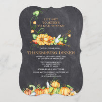 Fall Pumpkins Chalkboard Thanksgiving Dinner Invitation