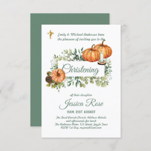 Fall Pumpkins Christening Invites Baptism