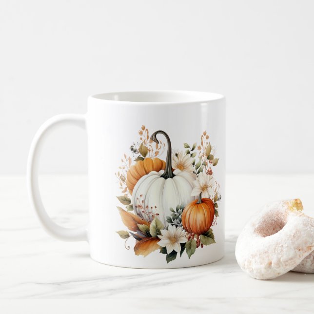 Fall Pumpkins  Coffee Mug (With Donut)