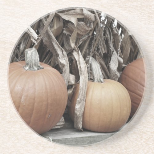 Fall Pumpkins Cornstalks Nature Coaster