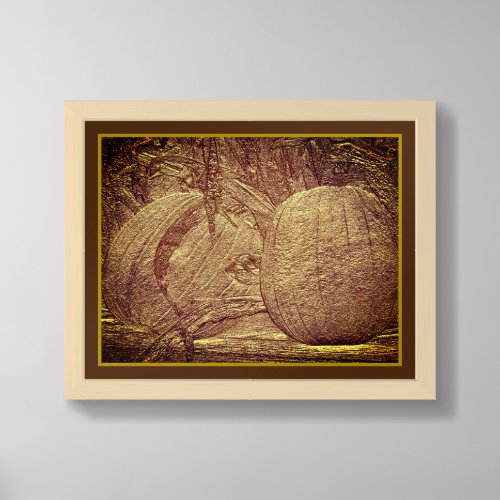 Fall Pumpkins Cornstalks Sculpted Look Framed Framed Art