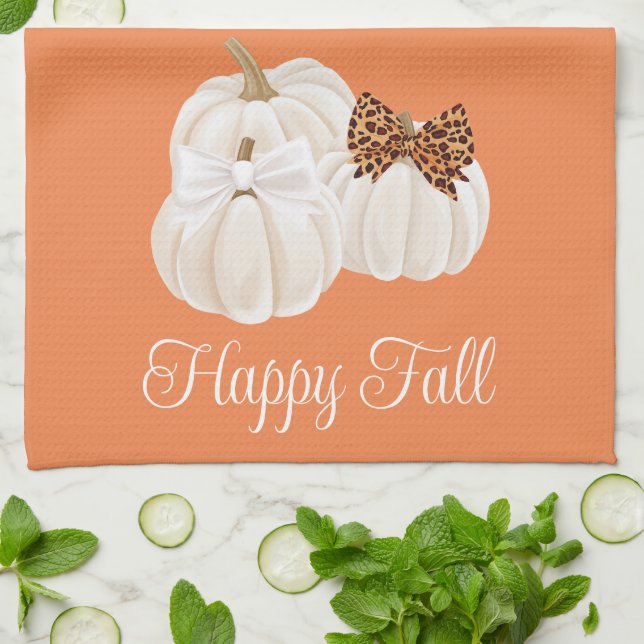 Fall Pumpkins Cute Happy Fall Kitchen Towel (Folded)