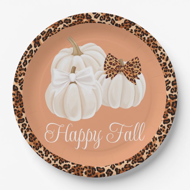 Fall Pumpkins Cute Happy Fall Paper Plates (Front)
