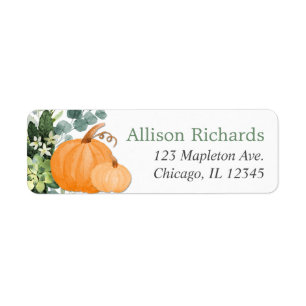 Fall pumpkins eucalyptus greenery label