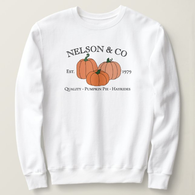 Fall Pumpkins Family or Company Custom Name Year Sweatshirt (Design Front)