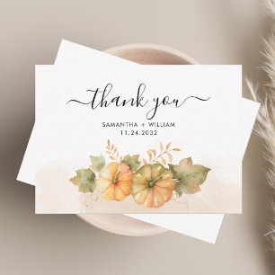 Fall Pumpkins Foliage Wedding Thank You Card