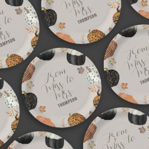 Fall Pumpkins From Miss to Mrs Bridal Shower Paper Plates