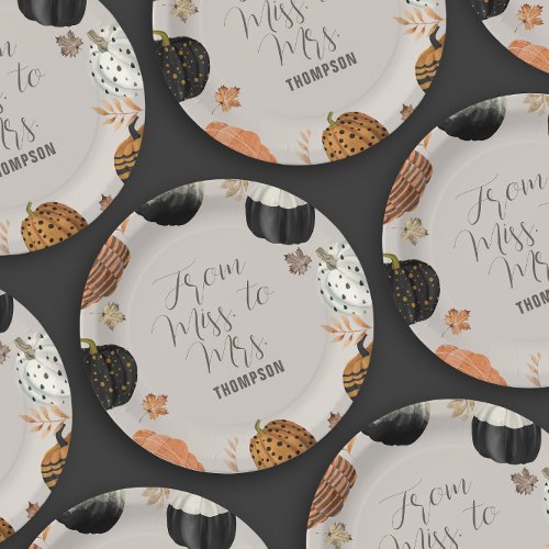 Fall Pumpkins From Miss to Mrs Bridal Shower Paper Plates