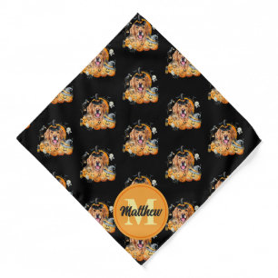 Fall Pumpkins Golden Retriever Halloween Custom Bandana