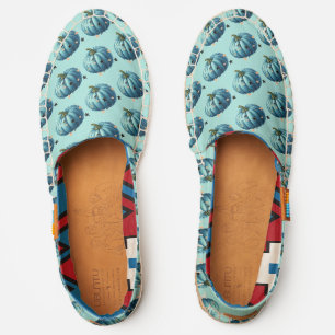Fall Pumpkins Halloween Teal Blue Harvest Magical Espadrilles