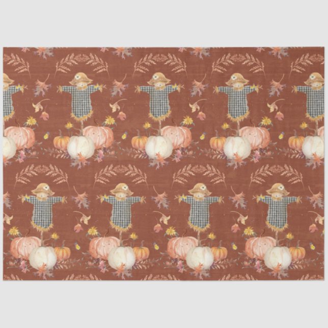 Fall Pumpkins Harvest Autumn Floral Leaf Decoupage Tissue Paper (Front)