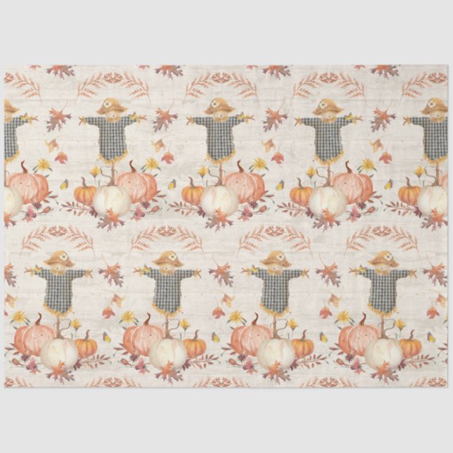 Fall Pumpkins Harvest Autumn Leaf Rustic Decoupage Tissue Paper (Front)