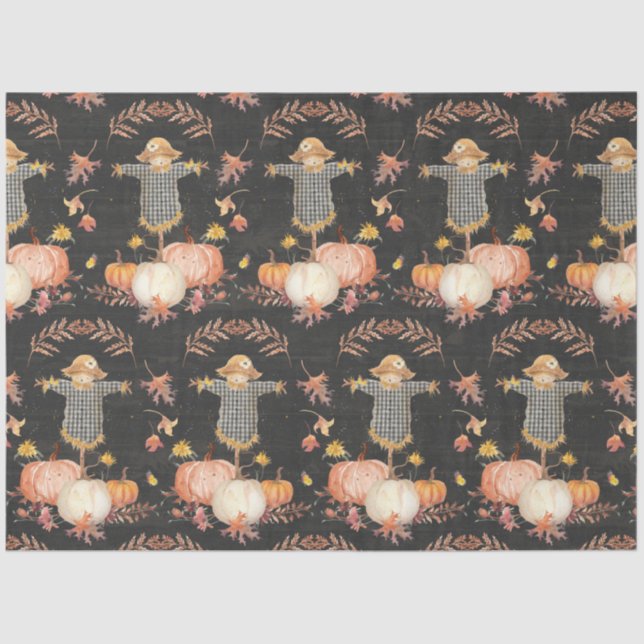Fall Pumpkins Harvest Floral Autumn Leaf Decoupage Tissue Paper (Front)