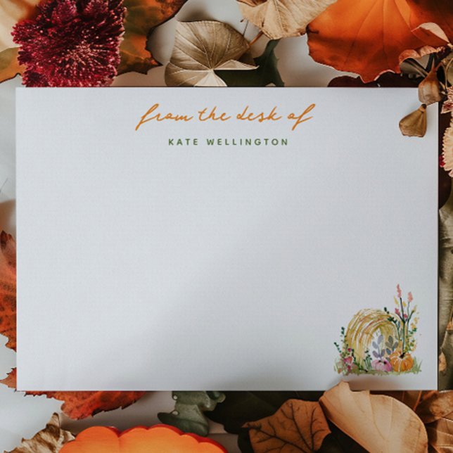 Fall Pumpkins & Hay Bale Personalised Note Card (Creator Uploaded)