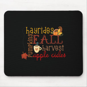 Fall Pumpkins Hayrides Harvest Apples Ciders Autum Mouse Pad